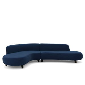 Γωνιακός καναπές από βελούδο Μ183xΠ277xΥ75cm