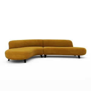 Γωνιακός καναπές από βελούδο Μ183xΠ277xΥ75cm