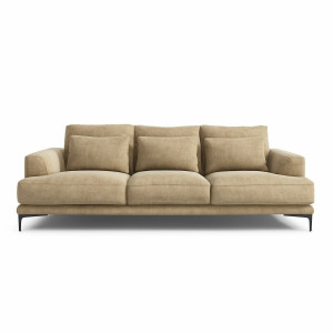 Καναπές από βελούδο stonewashed Μ105xΠ217xΥ83cm