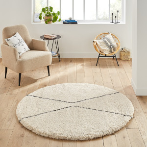 Στρογγυλό χαλί σε στυλ berber Διάμετρος 120cm Μ120xΠ120cm