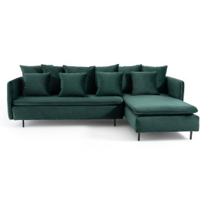 Γωνιακός καναπές από βελούδο Μ179xΠ294xΥ68cm