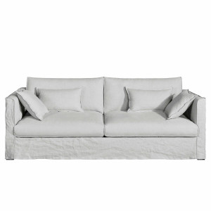 Καναπές από λινό γκοφρέ ύφασμα Μ102xΠ170xΥ87cm