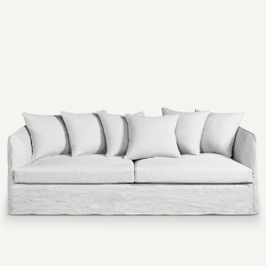 Καναπές από λινό γκοφρέ ύφασμα Μ95xΠ182xΥ82cm