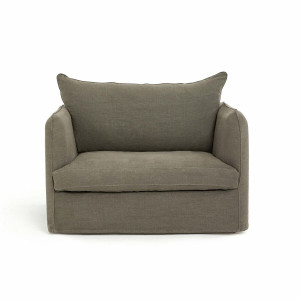 Πολυθρόνα XL από χοντρό λινό ύφασμα stonewashed Μ95xΠ122xΥ82cm