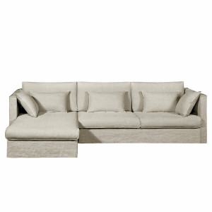 Γωνιακός καναπές από χοντρό λινό ύφασμα stonewashed Μ165xΠ278xΥ87cm