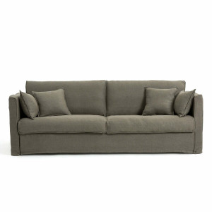 Καναπές από χοντρό λινό ύφασμα stonewashed Μ102xΠ170xΥ87cm