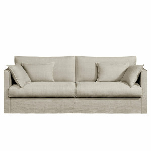 Καναπές από χοντρό λινό ύφασμα stonewashed Μ102xΠ170xΥ87cm