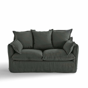 Καναπές από γκοφρέ λινό ύφασμα Μ91xΠ166xΥ90cm