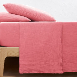 Μονόχρωμο σεντόνι από βαμβακερή γάζα 270x290 cm