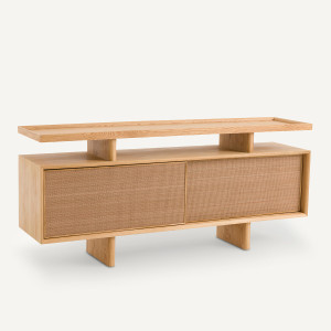 Μπουφές-κονσόλα από ξύλο δρυ δέρμα Μ42xΠ165xΥ73cm