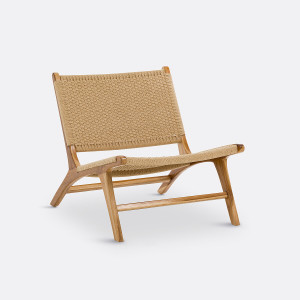 Πολυθρόνα lounge από ξύλο teak και πλεγμένο σχοινί Μ79xΠ66xΥ69cm