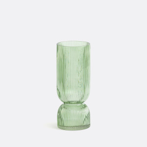 Βάζο από γυαλί με ραβδώσεις Υ26 εκ. Μ10xΠ10xΥ26cm