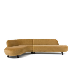 Γωνιακός καναπές από λινό βελούδο Μ183xΠ277xΥ75cm
