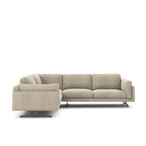 Γωνιακός καναπές από λινό βελούδο Μ227xΠ289xΥ82cm