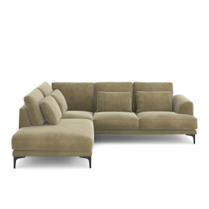 Γωνιακός καναπές από λινό βελούδο Μ222xΠ258xΥ83cm