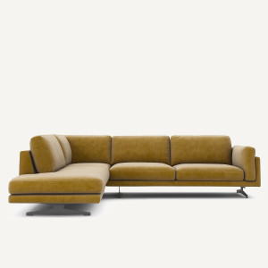 Γωνιακός καναπές από βελούδο Μ234xΠ289xΥ82cm
