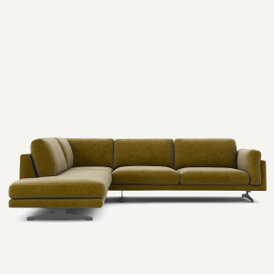 Γωνιακός καναπές από βελούδο Μ234xΠ289xΥ82cm