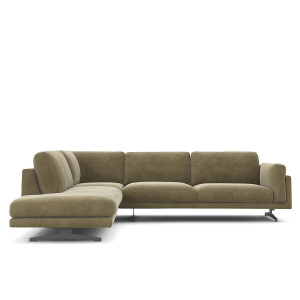 Γωνιακός καναπές από λινό βελούδο Μ234xΠ289xΥ82cm