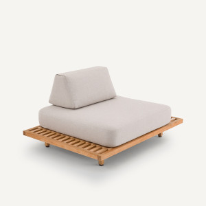 Μονοθέσιος καναπές κήπου από ξύλο teak Μ110xΠ147xΥ20cm