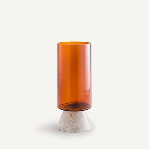 Ψηλό μπολ από γυαλί και μάρμαρο Μ16xΠ16xΥ38cm