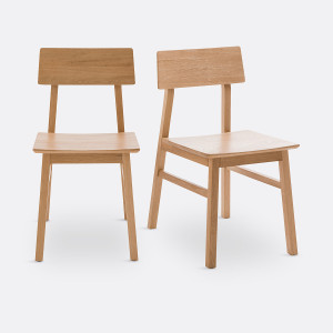 Σετ 2 καρέκλες από μασίφ ξύλο δρυ Υ80cm