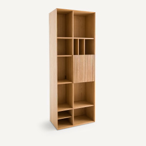 Βιβλιοθήκη από ξύλο δρυ με 1 πόρτα Μ40xΠ70xΥ190cm