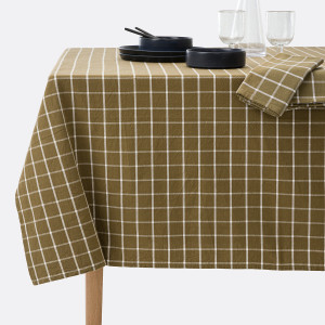 Βαμβακερό τραπεζομάντηλο με καρό νηματοβαφή 150x150 cm
