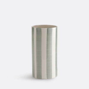 Κεραμικό βάζο με ρίγες Μ12xΠ12xΥ25cm