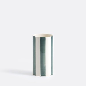 Κεραμικό βάζο με ρίγες Μ10xΠ10xΥ18cm