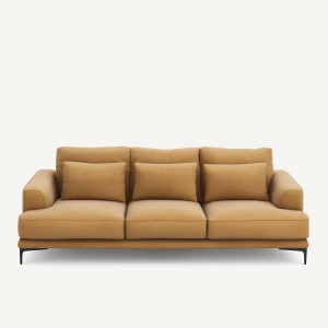 Τετραθέσιος καναπές από λινό βελούδο Μ105xΠ247xΥ83cm
