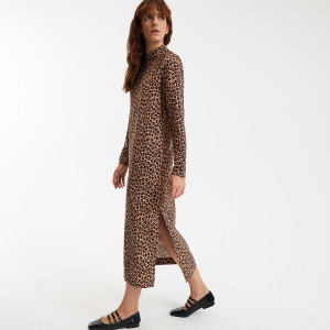 Μακρύ φόρεμα ίσιο με animal print