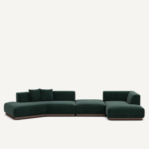 Καναπές γωνία δεξιός XL από βελούδο Μ152xΠ416xΥ67cm
