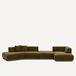Καναπές γωνία δεξιός XL από βελούδο Μ152xΠ416xΥ67cm