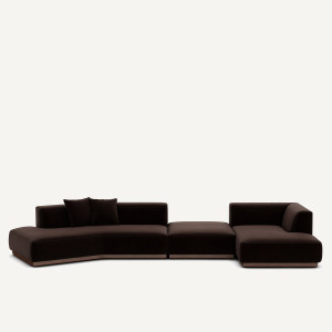 Καναπές γωνία δεξιός XL από βελούδο Μ152xΠ416xΥ67cm