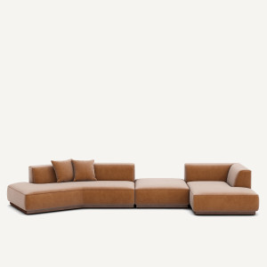 Καναπές γωνία δεξιός XL από βελούδο Μ152xΠ416xΥ67cm