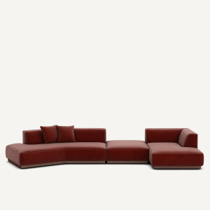 Καναπές γωνία δεξιός XL από βελούδο Μ152xΠ416xΥ67cm