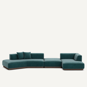 Καναπές γωνία δεξιός XL από βελούδο Μ152xΠ416xΥ67cm