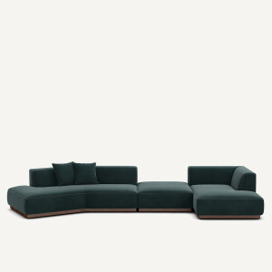 Καναπές γωνία δεξιός XL από βελούδο Μ152xΠ416xΥ67cm