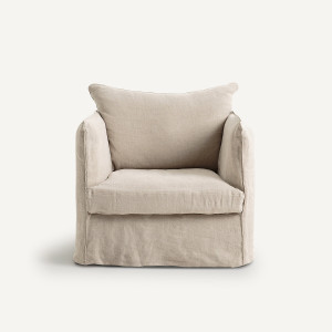 Πολυθρόνα από τσαλακωμένο λινό Μ95xΠ90xΥ82cm