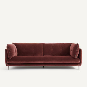 Καναπές με βελούδινο ύφασμα Μ106xΠ221xΥ80cm