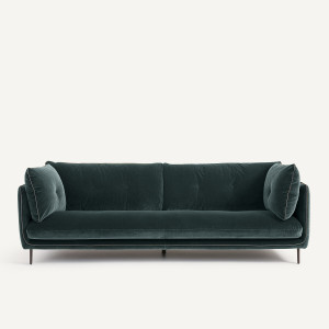 Καναπές με βελούδινο ύφασμα Μ106xΠ221xΥ80cm