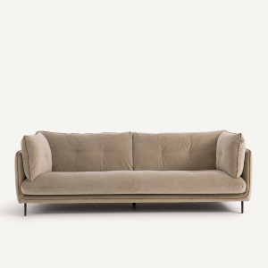 Καναπές από βελούδο stonewashed Μ106xΠ221xΥ80cm