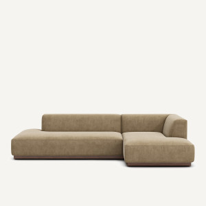 Γωνιακός καναπές δεξιός XL από βελούδο stonewashed Μ152xΠ282xΥ67cm