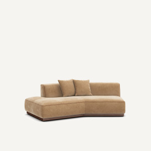 Γωνία καναπέ αριστερή από βελούδο stonewashed Μ143xΠ221xΥ67cm