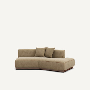 Γωνία καναπέ δεξιά από βελούδο stonewashed Μ143xΠ221xΥ67cm