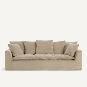 Καναπές από βελούδο stonewashed Μ111xΠ213xΥ88cm