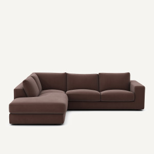 Γωνιακός καναπές από λινό βελούδο Μ233xΠ282xΥ78cm