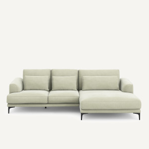 Γωνιακός καναπές XL δεξιός από βελούδο stonewashed Μ149xΠ277xΥ83cm