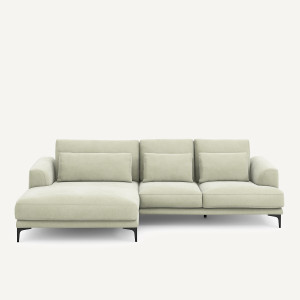 Γωνιακός καναπές XL αριστερός από βελούδο stonewashed Μ149xΠ277xΥ83cm