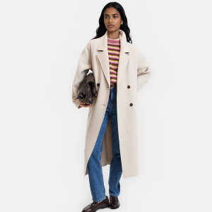 Χειροποίητο oversized σταυρωτό παλτό από μείγμα μαλλιού